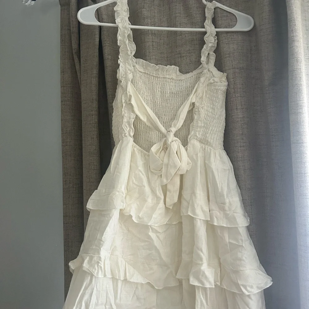 Lulu's Cream Ruffled Mini Dress - Picture 1 of 2